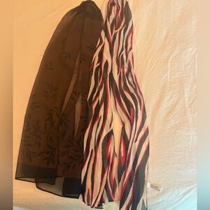 Chic Black and Red Patterned Scarf & Black/Brown Patterned Scarf